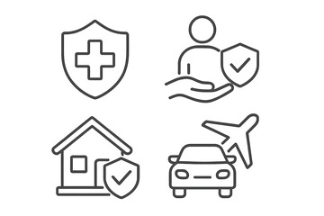 Poster - Insurance line icons set. Health, medical, life, home, property, car, and travel insurance concepts. Protection and security vector symbols for web and mobile applications.