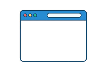 Fototapete - Simple browser window flat vector. Web window on a white background. Browser windows vector illustration. Web browser in a flat style. Window concept for website interface mockup.