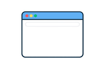 Fototapete - Simple browser window vector illustration. Flat design web browser interface mockup. Blank internet page template with search bar. Modern screen for web design concept.