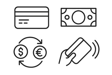 Aufkleber - Payment web icons set in thin line style. Business and finance concepts for mobile app. Credit card, money, banking, currency exchange, cash, transaction, pay, NFC.