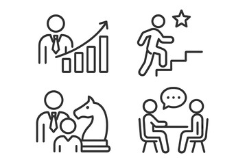 Poster - Business growth and success line icon set. Career progress, strategy, job interview, profit graph, ambition icons. Vector pictogram for web, mobile app, and infographic.