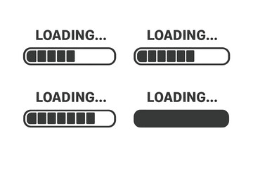 Fototapete - Progress loading bar set. Load sign vector illustration. Collection of connecting indicators. Loading status and progress visualization for web design, UI, UX elements.