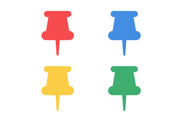 Fototapete - Pushpin flat icons set. Pointer of location on the map. Map pins collection. Indicative marker for applications, websites. Vector elements for navigation and GPS design.