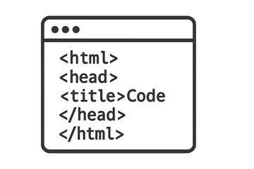 Fototapete - HTML code icon. Web development concept. Browser window. Programming language symbol. Website source code. Front-end development. Coding pictogram. Simple line vector icon.