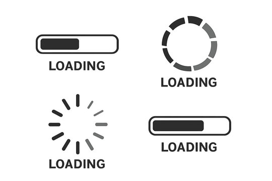Progress loading bar set. Load sign vector illustration. Collection of connecting indicators. Loading status icon. Progress visualization web design elements. UI UX symbol.