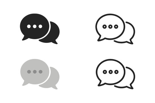 Chat message bubbles vector icon set. Communication talk bubble symbol collection. Dialog, conversation, comment, and SMS concept. Web and app notification sign for online chat.