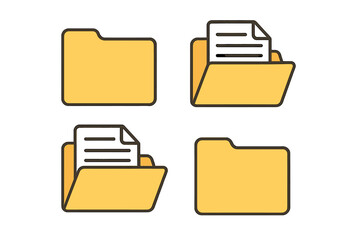 Fototapete - Folder icon set. File and document storage concept. Open and closed folder vector illustration. Data management and office archive directory symbol for web UI and graphic design.