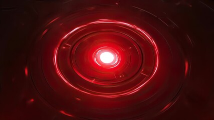 Poster - Abstract tunnel with concentric circles and glowing red light emanating from the center creating a futuristic and dynamic visual