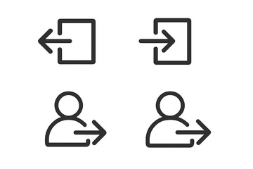 Fototapete - Login and logout line icon set. Sign in, sign out vector symbols. User account access, enter, exit buttons for website or app UI UX design. Minimal outline illustration.