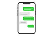 © Michael - Smartphone screen with chat message bubbles. Vector illustration of a mobile phone showing a text conversation. Flat design communication concept on transparent background.