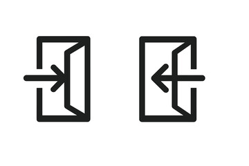 Fototapete - Enter and exit symbol. Open and close door icon with arrow. Login logout sign. Wayfinding pictogram for entrance and doorway. Vector illustration in flat style.