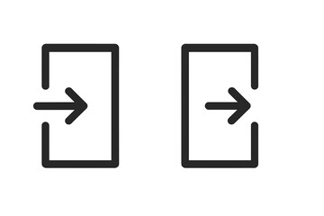Fototapete - Enter and exit icon set. Login and logout symbol collection with arrow and door. Simple line art for web and mobile app user interface. Vector in flat minimal style.
