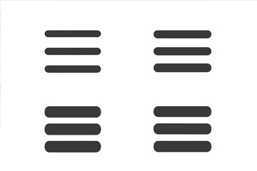 Fototapete - Hamburger menu icon set for app and web design. UI UX navigation buttons. Vector collection of four simple line symbols for website interface or mobile application menu.