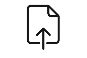 Aufkleber - Upload Document File Icon. Outline Arrow Symbol for Uploading, Downloading, File Transfer, Data Sync. Flat Minimal Style Web, App, UI, Cloud Storage. Modern Digital Communication, Sharing Concept