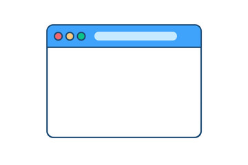 Fototapete - Browser window frame vector illustration. Flat internet page screen mockup. Simple website template for web design. UI user interface. Blank online site layout with search bar.