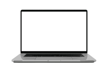 Poster - Realistic laptop mockup with a blank white screen for website design presentation. Modern silver notebook computer isolated on white background. 3d render of a device template.
