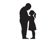 © Jafree - Black silhouette of elderly man and girl embracing, isolated on white background, graphic illustration. concept of family, father-daughter bond, love, icon, design element.