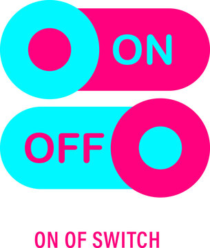 On off toggle Flat style vector icons. ON and OFF sign. Vector illustration isolated on white background