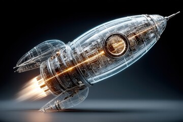 Poster - Futuristic rocket design with glowing elements and intricate technical details