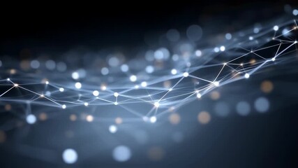 Poster - Complex network of interconnected glowing dots and lines creating a futuristic digital landscape, embodying innovation and connectivity in the vast realm of cyberspace