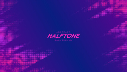 Poster - Abstract vector torn monochrome halftone background. Scrathed dotted texture element. Diagonal composition
