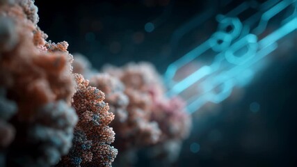 Poster - Innovative medical technology interacts with an organic molecule, symbolizing advancements in healthcare, disease treatment, and pharmaceutical research