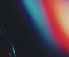 Fototapete - Abstract dark background with colorful light leak and grainy film effect. Gradient color overlay texture for design.