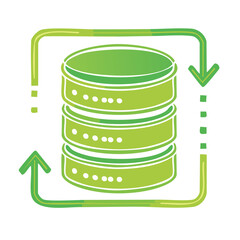 Poster - Green Gradient Database Server Icon with Refresh Arrows for Cloud Computing