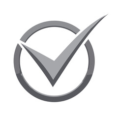 Poster - Check Mark Icon in Circle Gray Symbol Approval Tick Sign Graphic