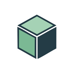Poster - Isometric Cube Illustration in Green and Blue for Graphic Design Projects