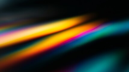 Fototapete - Light trails blending vibrant orange, pink, blue, and yellow colors sweeping dynamically across dark background, creating abstract motion design
