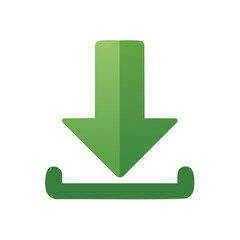 Poster - Green Download Icon: Arrow Pointing Down to Tray, Data Transfer, Files Downloading Concept