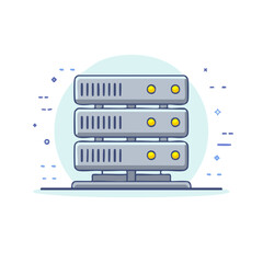 Poster - Isolated server data storage set, hosting technology and networking concept, computer mainframe hardware, data center structure