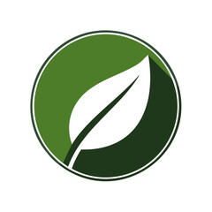 Poster - Green Leaf Icon in Circle Shape Graphic Symbol for Eco Friendly Design