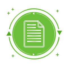 Poster - Green document icon encircled with refresh arrows and plus signs