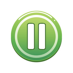 Poster - Green pause symbol on a glossy round button for media player control design