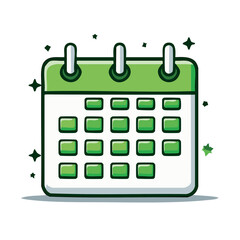Poster - Cute Green Cartoon Calendar with Stars Showing the Days Planning and Organization