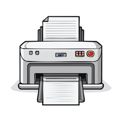 Poster - Cartoon Printer Printing Documents Illustration for Office Communication and Data Management