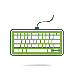 Poster - Green Wired Computer Keyboard with White Keys for Text Input Technology