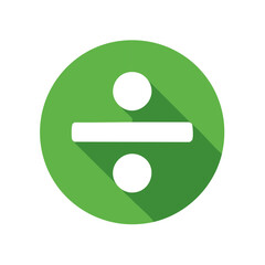 Poster - Division Symbol in Green Circle Icon with Shadow, Mathematical Operation Sign