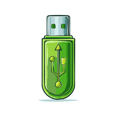 Poster - Vibrant Green USB Flash Drive Illustration with Distinctive Symbol Design for Digital Storage