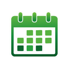 Poster - Green Calendar Symbol with Dates Marked for Planning Scheduling and Time Management