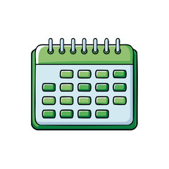 Poster - Hand-Drawn Green Calendar Illustration: Organizing Events and Planning Schedules