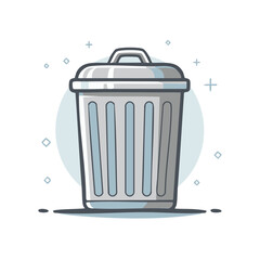 Poster - Illustration of a Clean Metal Trash Can with Lid and Decoration