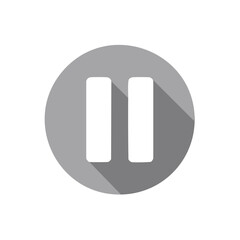 Poster - Pause Button Icon, Gray Circle, Rectangular Shapes, Long Shadow, Vector Illustration