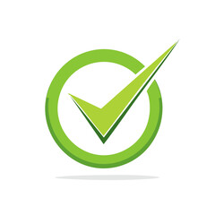 Poster - Green check mark in circle, verification, approval, correct choice, compliance