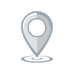 Poster - Location Pin Pointer Symbol in Grey with Ripple Effect Graphic Design Element