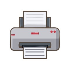 Poster - Gray Printer Prints White Pages with Black Lines for Work Document Production