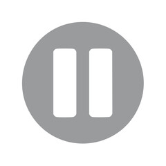 Poster - Pause Button in Gray Circle Shape Sign Symbol for Multimedia Player Interruption and Stop Audio Video Control