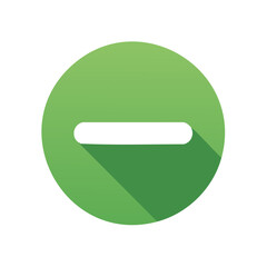 Poster - Green circle graphic containing the subtraction mathematical symbol, long shadow.